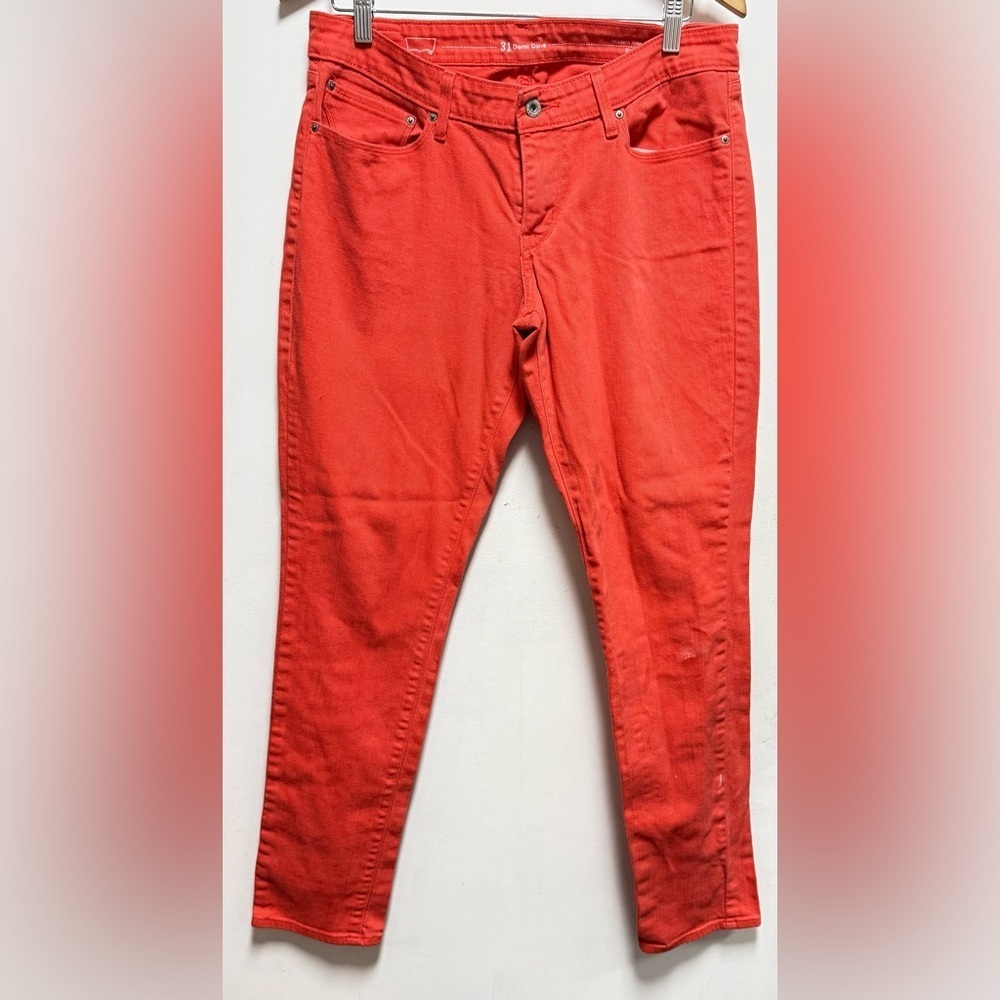 Levi's Women's Mid-Rise Skinny Colored Stretch Casual Jeans in Coral Size 31